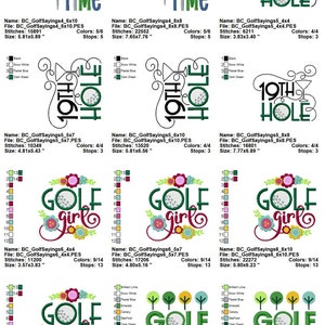 Refranes de golf 12 diseños de bordado a máquina Múltiples tamaños incluidos Diseños de bordado de golf, diseños de bordado deportivo imagen 4