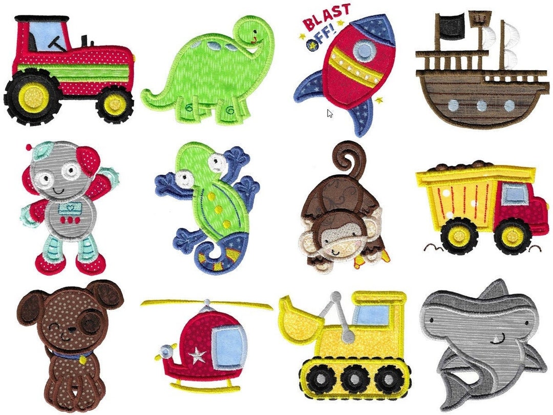 Boys Applique 19 Machine Embroidery Designs 4x4 5x7 6x10 8x8 Sizes Included Applique Boys