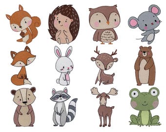 Cute Woodland Animals Embroidery Designs - 4, 5 & 6 Inch Sizes Included (Digital Download)