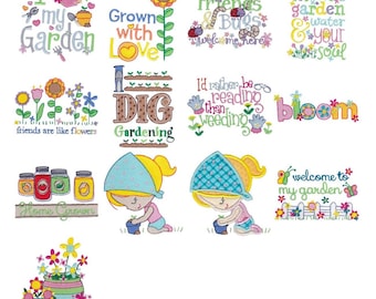 Garden Sayings Embroidery Designs - 4x4 5x7 Inch Hoop Sizes (Digital Download)