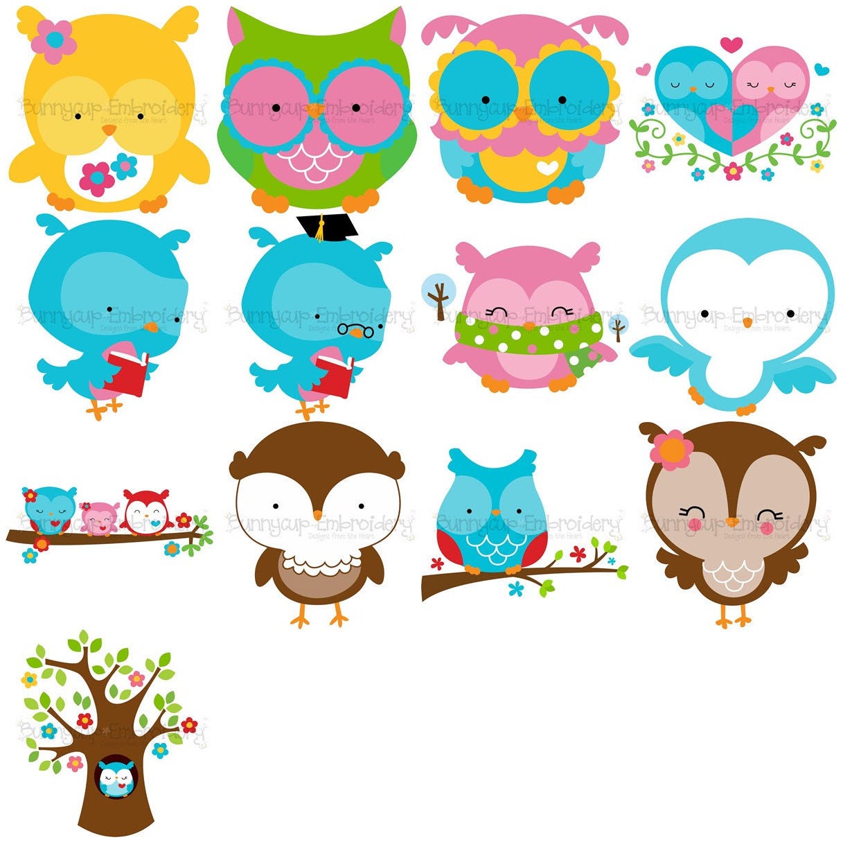Adorable Owls SVG - 13 SVG, Clip Art, Graphic Files - Personal and Small Business Use - Owls SVG, Ow