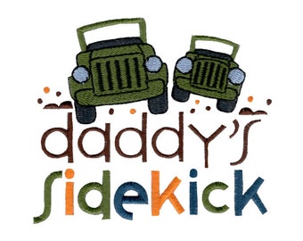 Daddy's Sidekick Embroidery Design - 4x4 5x7 6x10 8x8 Sizes Included - Baby Boy Embroidery Design, Baby Embroidery Design, Little Boy Saying