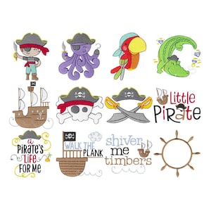 Pirates - 12 Machine Embroidery Designs - 4x4 5x7 Sizes Included - Pirate Embroidery Designs