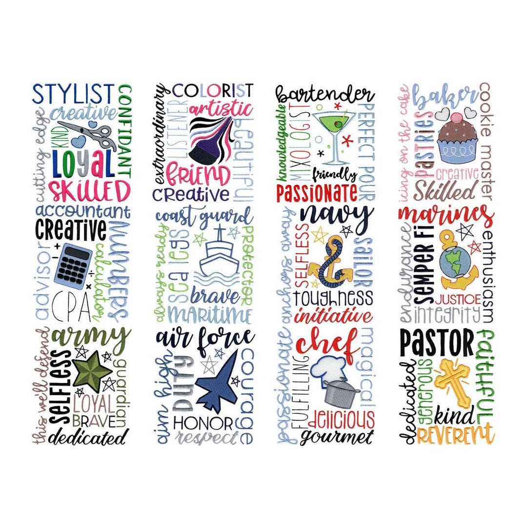 Occupations Subway Art Too - 1 Machine Embroidery Designs - 5x7 6x10 ...