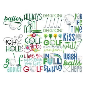 Golf Sayings - 12 Machine Embroidery Designs - Multiple Sizes Included - Golf Embroidery Designs, Sport Embroidery Designs