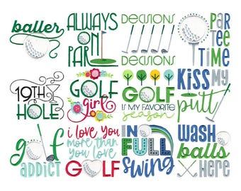 Golf Sayings - 12 Machine Embroidery Designs - Multiple Sizes Included - Golf Embroidery Designs, Sport Embroidery Designs