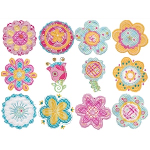 Cute Flower Raggedy Applique Machine Embroidery Designs 4x4 5x7 & 6x10