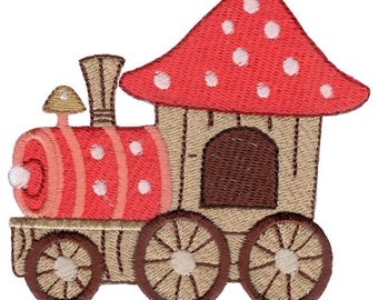 Mushroom Train Embroidery Design - 4, 5, 6 Inch Sizes Included (Digital Download)