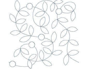 Leaves and Berries Quilt Block Embroidery Design - Multiple Sizes Included - E2E Quilt Block, Repeat Quilt Block, Edge-to-Edge Quilt Block