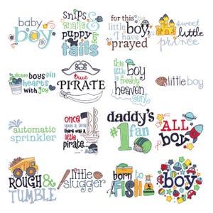 Baby Boy Sentiments - Machine Embroidery Designs - 4x4 5x7 Inch Hoop Sizes - Baby Saying Embroidery Designs, Baby Boy Embroidery Designs