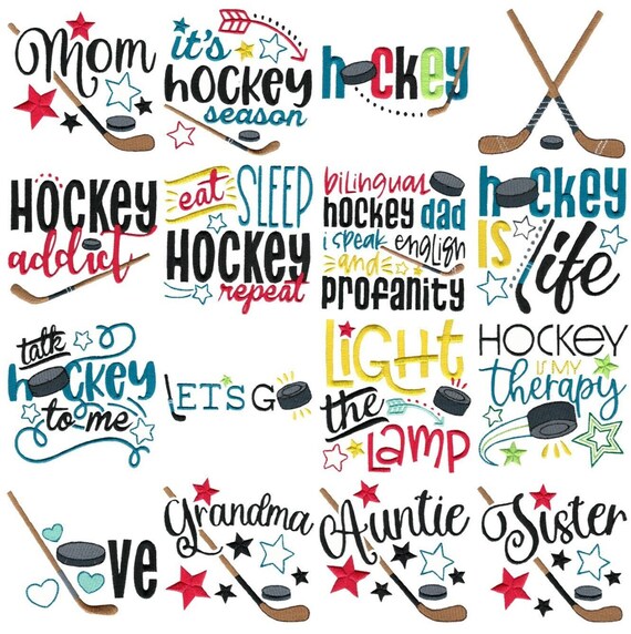 Hockey Sayings 16 Machine Embroidery Designs Multiple Etsy