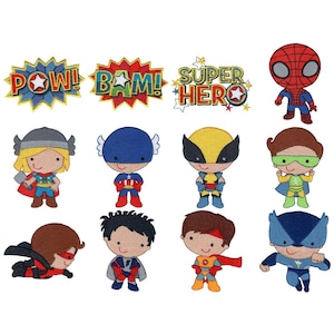 Superheroes - 12 Machine Embroidery Designs - Multiple Sizes Included - Superhero Embroidery Designs, Superheroes Embroidery Designs
