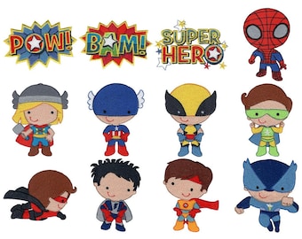 Superheroes - 12 Machine Embroidery Designs - Multiple Sizes Included - Superhero Embroidery Designs, Superheroes Embroidery Designs