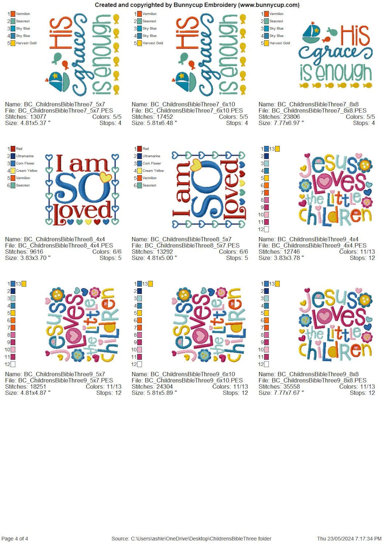 Children's Bible Three - 12 Machine Embroidery Designs - Multiple Sizes ...