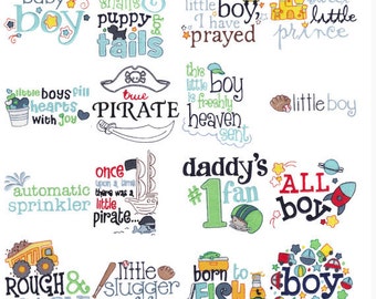 Baby Boy Sentiments Filled Stitch Machine Embroidery Designs 4x4 5x7