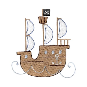 Pirate Ship - Machine Embroidery Design - 4x4 5x7 Sizes Included - Pirate Embroidery Design, Boy Embroidery Design