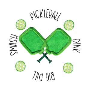 Pickleball Circle Applique Embroidery Design - 4x4 5x7 6x10 8x8 Sizes Included - Applique Pickleball Embroidery Design