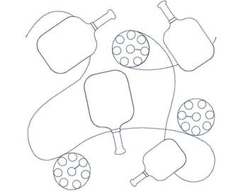 Pickleball Quilt Block - Digital Pantograph For Long Arm Quilting Machines - E2E Quilt Block, Sports Edge-to-Edge Quilt Block