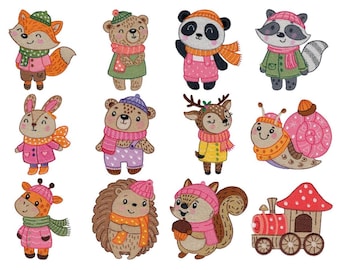 Animal Adventure Embroidery Designs - 4, 5 & 6 Inch Sizes Included (Digital Download)