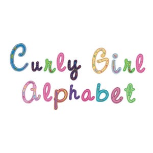 Curly Girl Alphabet - Applique Machine Embroidery Designs - 4x4 5x7 & 6x10 Inch Hoop Sizes - Embroidery Font, Embroidery Alphabet