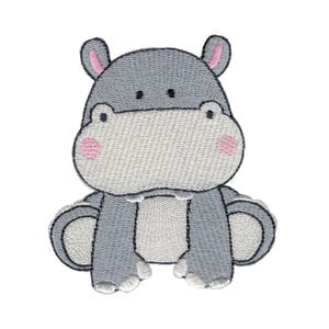 Sitting Hippo Embroidery Design - 3x3 4x4 5x5 Inch Hoop Sizes Included - Hippo Embroidery Design, Hippopotamus Embroidery Design