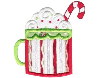 Christmas Hot Chocolate Applique Embroidery Design - 4x4 5x7 6x10 8x8 Sizes Included - Christmas Embroidery Design, Christmas Applique
