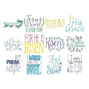 Easter Sentiments Three - 12 Machine Embroidery Designs - 4x4 5x7 Inch Hoops - Easter Embroidery Designs, Easter Sayings Embroidery Designs