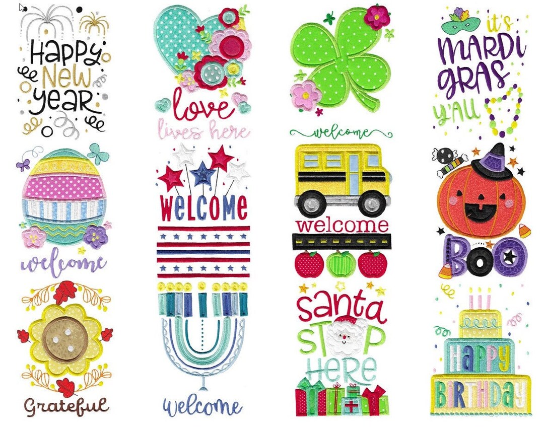 Holiday Garden Flags 12 Machine Embroidery Designs Multiple Sizes