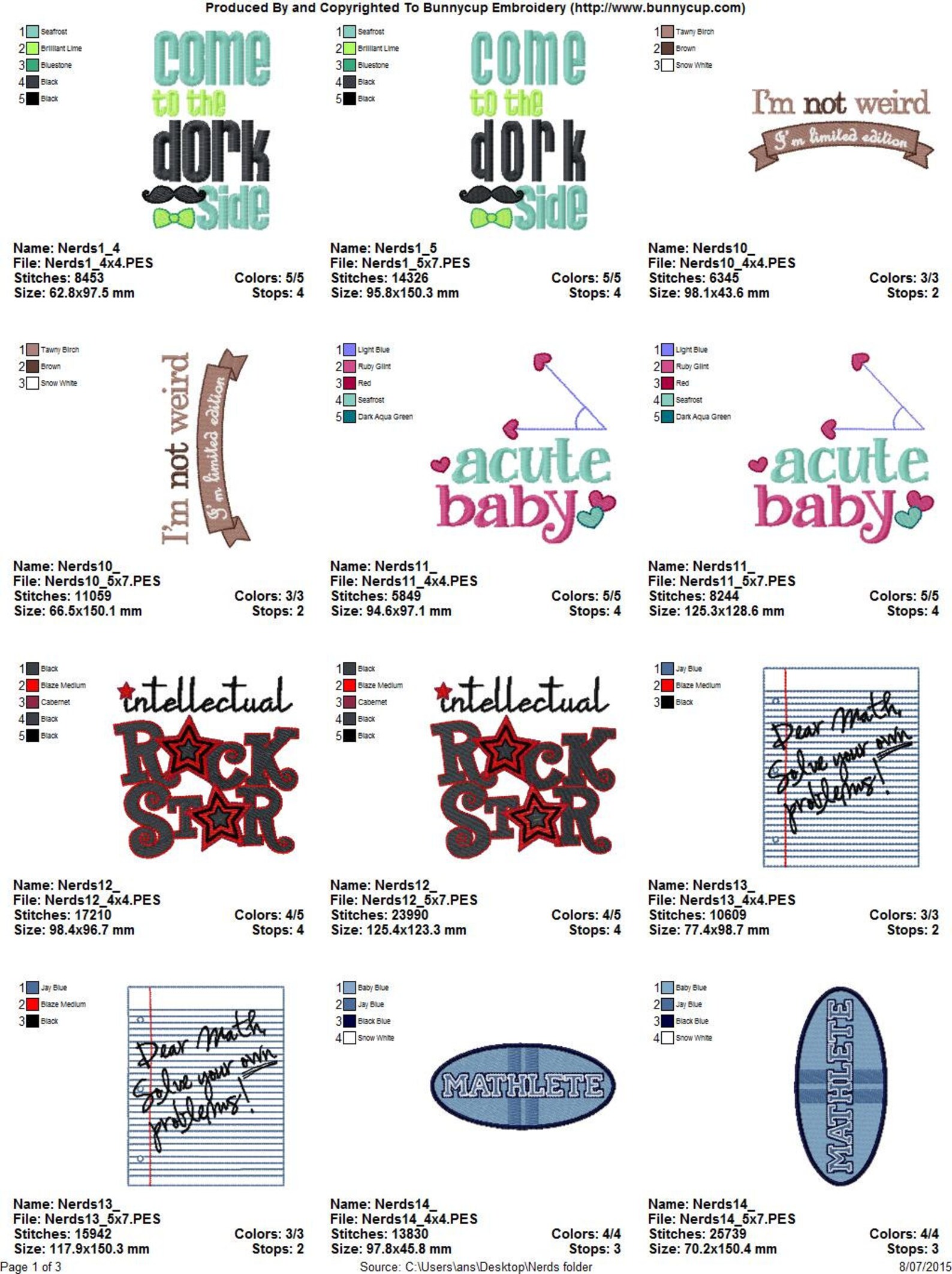 Nerds Machine Embroidery Designs 4x4 5x7 Etsy