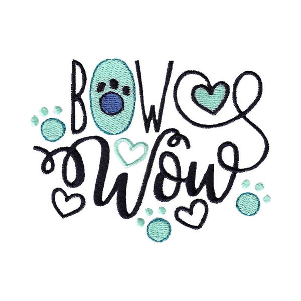 Bow Wow Embroidery Design - 4x4 5x7 6x10 8x8 Sizes Included - Dog Saying Embroidery Design, Dog Embroidery Design