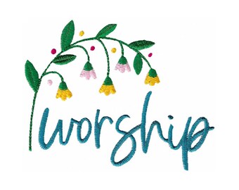 Worship Machine Embroidery Design - 4x4 5x7 6x10 8x8 Sizes Included - Religious Embroidery Design, Bible Saying Embroidery Design