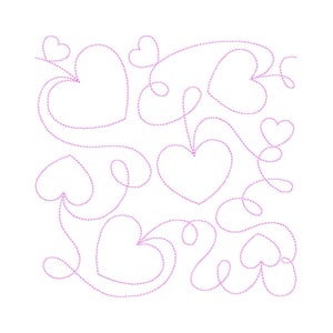 Herzen Quilt Block Stickdatei - mehrere Größen inklusive - E2E Quilt Block, Durchgehender Line Quilt Block, Edge-to-Edge Quilt Block