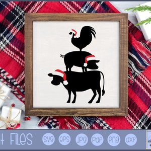 Ferme De Noel - Christmas Farm Animals Stack SVG - Clipart and SVG File - Personal and Small Business Use - Christmas SVG