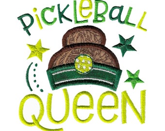 Pickleball Queen Embroidery Design - 4x4 5x7 6x10 8x8 Sizes Included - Pickleball Embroidery Design, Pickleball Saying Embroidery Design