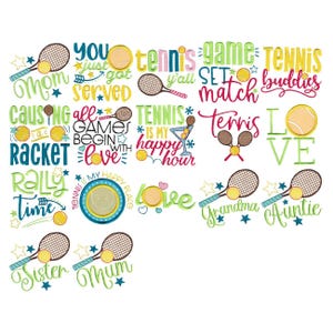 Tennis Sayings - 17 Machine Embroidery Designs - Multiple Sizes Included - Tennis  Embroidery Designs, Sport Embroidery Designs