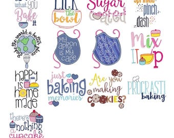 Frases para Confeitaria - 13 Desenhos de Bordado à Máquina - Tamanhos de Bastidor 4x4, 5x7 e 6x10 Polegadas - Desenhos de Bordado para Confeitaria, Frases para Bordado sobre Confeitaria