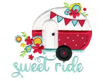 Sweet Ride - Applique Machine Borduurwerk Design - 4x4 5x7 6x10 8x8 Maten Inbegrepen - Camper Borduurwerk Design, Camping Borduurwerk Ontwerp, RV