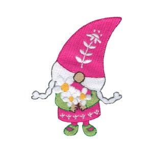 Daisy Girl Gnome - Design del ricamo a macchina - Dimensioni 4x4 e 5x7 incluse - Design del ricamo a molla, design del ricamo dello gnomo