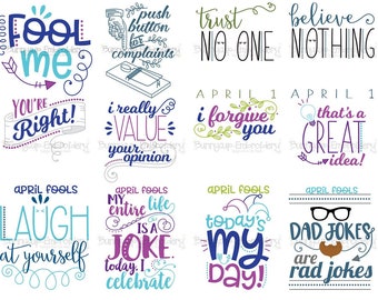 April Fools SVG - 12 SVG, Clip Art, Cut and Printable Files - Personal and Small Business Use - Funny svg, Joke Svg, April Fools Day svg
