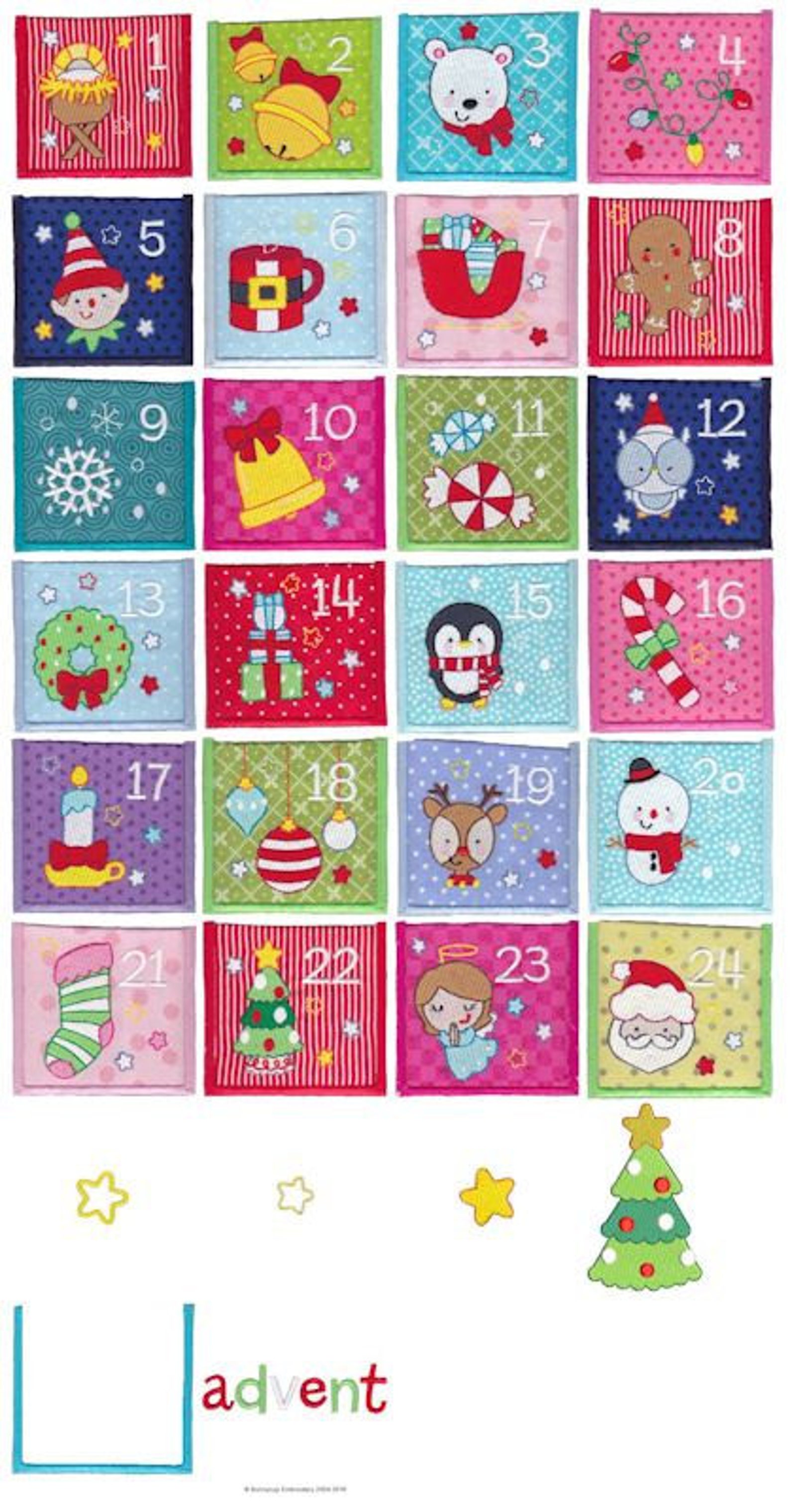 Advent Calendar Machine Embroidery Designs 3x3 Inch Pocket Etsy UK
