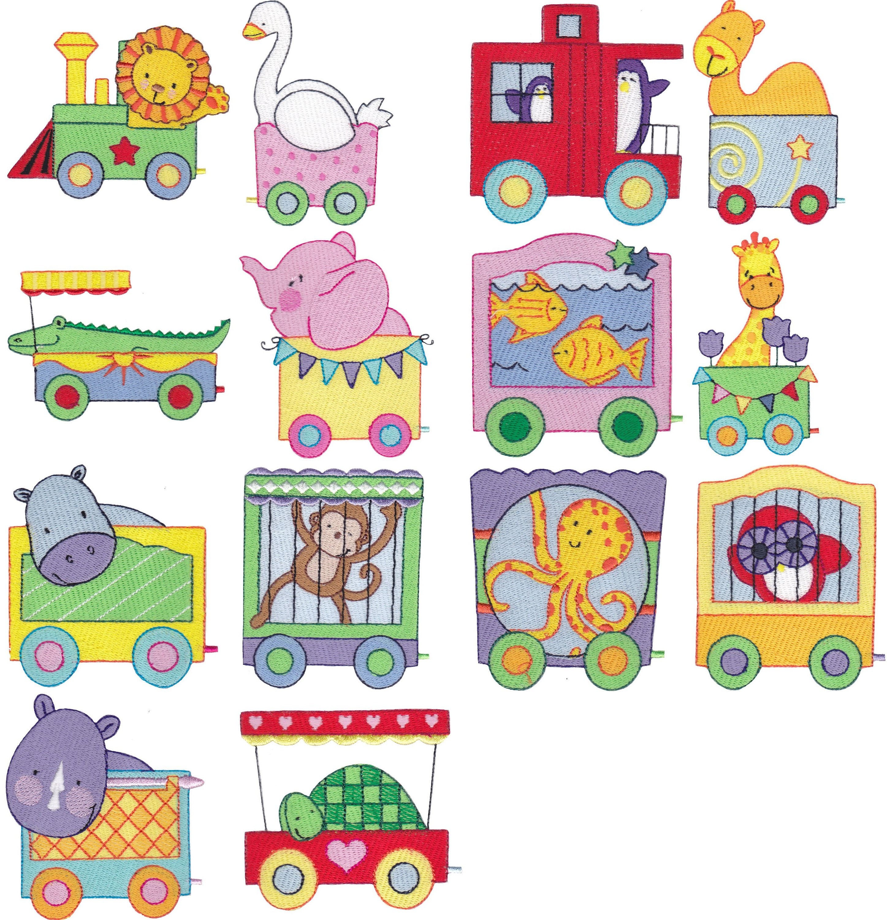 Cute Animal Train Filled Stitch Machine Embroidery Designs 4x4 - Etsy