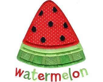 Wassermelonen-Scheiben-Applikation-Stickerei-Design – 4 x 4, 5 x 7, 6 x 10, 8 x 8 Größen enthalten – Applikation Wassermelone-Stickerei-Design, Sommer-Stickerei