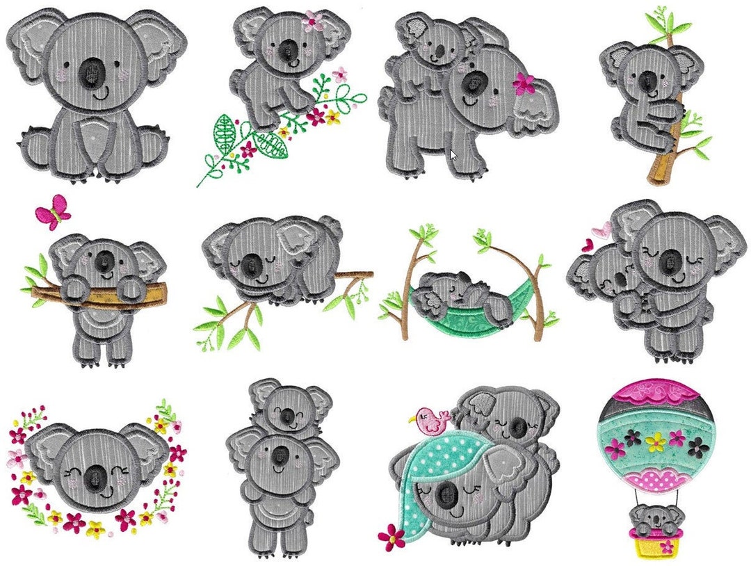 Koalas Applique 19 Machine Embroidery Designs Multiple Etsy