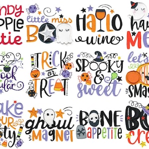 Halloween Sentiments Five - 12 Machine Embroidery Designs - Muiltiple Sizes Included - Halloween Embroidery Designs, Halloween Sayings