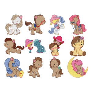 Horses - 12 Machine Embroidery Designs - 4x4 5x7 Inch Hoop Sizes Included - Horse Embroidery Designs, Pony Embroidery Designs
