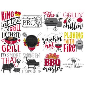 Barbeque - 12 Machine Embroidery Designs - Multiple Sizes Included - Barbeque Embroidery Designs, Grill Embroidery Designs, BBQ Embroidery