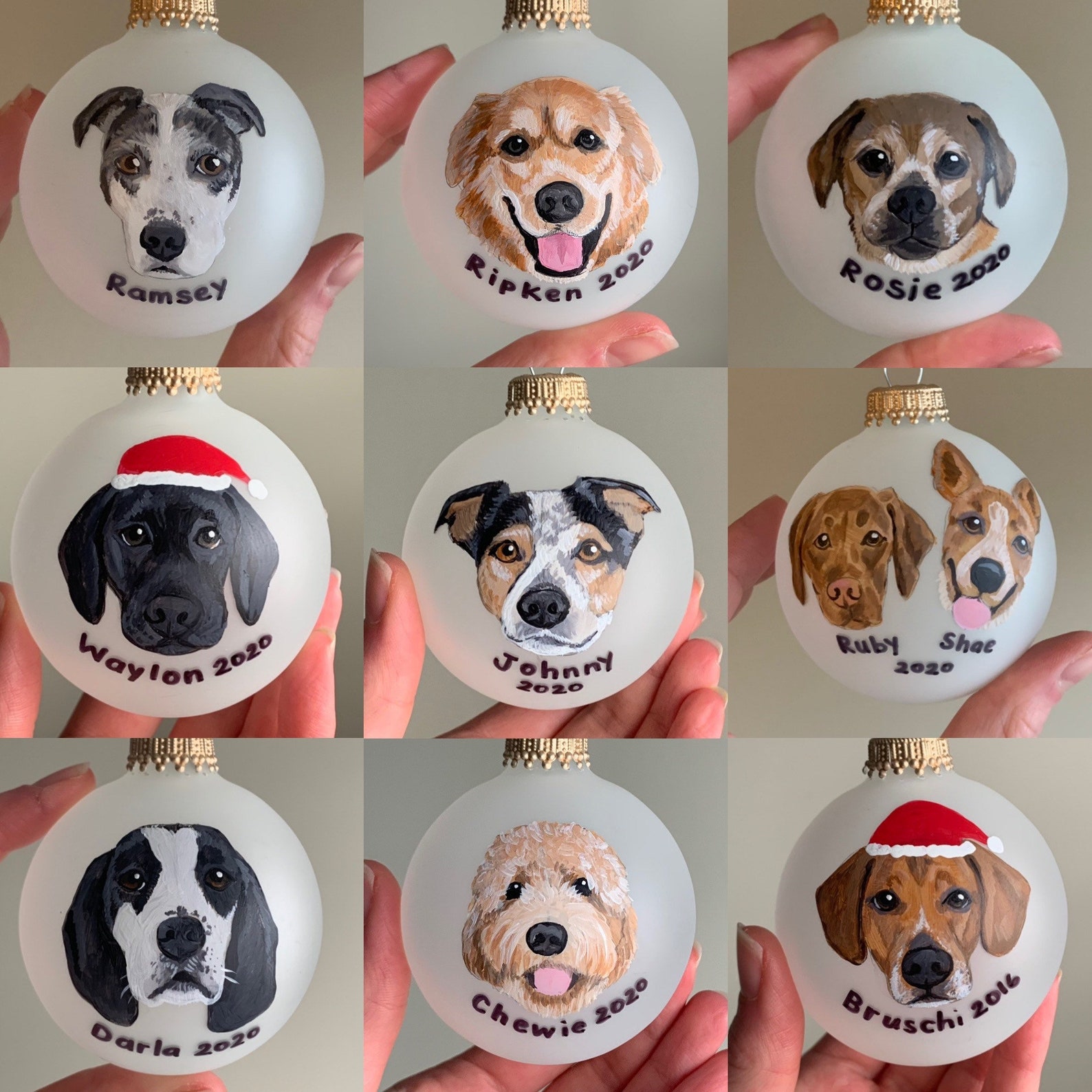 Custom Dog Ornament 2.75 Hand Painted Christmas - Etsy