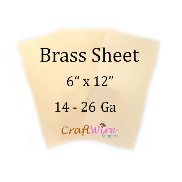 Jeweler's Brass Sheet Metal, 6 Inches X 12 Inches (15.24cm x 30.48cm), 14 16 18 20 22 24 26 Gauge, Dead Soft, Rectangular Blank