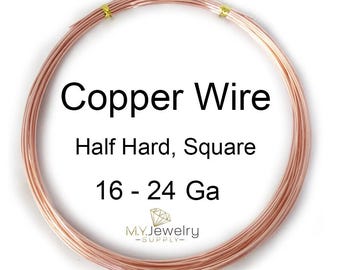 Pure Copper Wire: Half Hard Square Jewelry Wire (16-21 Gauge)