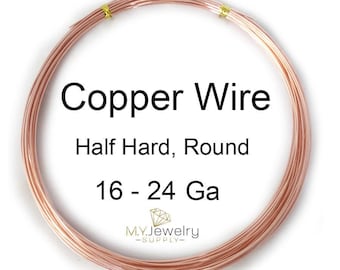 Pure Copper Wire: Half Hard Round, USA Made (16-24 Gauge)